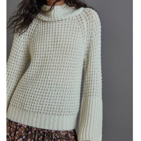 Anthropologie Maeve Mint Green Wool Dionne Bell-Sleeved Plus Size Sweater 2X - Picture 14 of 16